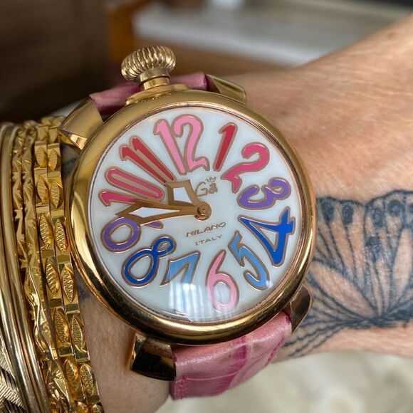 GaGa Milano 40mm Rose Gold Plated Multi-Colour Wristwatch - Picture 1 of 16